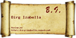 Birg Izabella névjegykártya